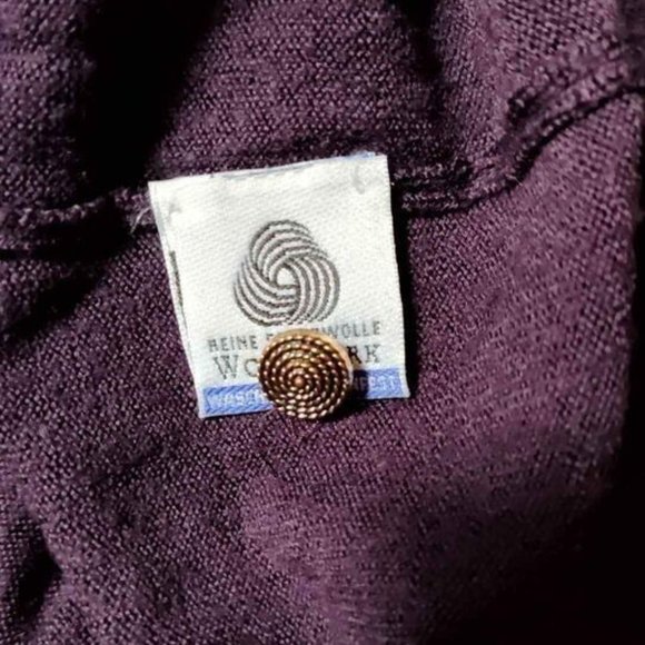 Pure Tasmanian Wool Peter Hahn Deep Purple Aubergine Cardigan Sweater Sz L - Picture 4 of 5